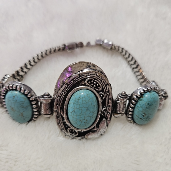 Source Unknown Jewelry - Hippie Boho tribal silver turquoise bracelet
